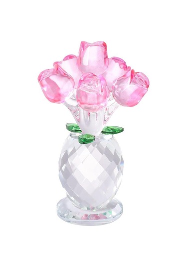 Şeffaf Taban Mini Cam Çiçek Heykeli Süsü Yapay Çiçek Figürin Yıl Dönümü Style 1