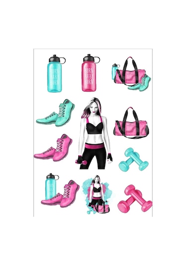 Sporcu Kız Sticker Set
