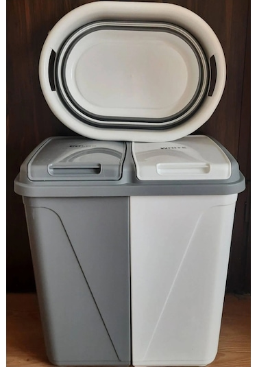 Bayev 2'li Set Iki Bölmeli 90 Lt Kirli Çamaşır Sepeti Ve Katlanır Çamaşır Sepeti Diğer