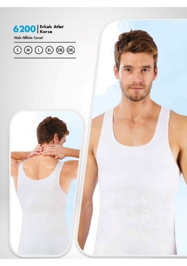 6200 Erkek Atlet Korse - Xl, Beyaz Beyaz