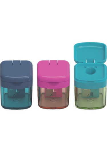 Mini Box Trendy Tek Gözlü 3'lü Set Kalemtraş Mavi, Pembe, Turkuaz