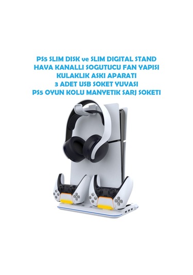 İpega P5s020w Ps5 Slim Disk/ps5 Slim Dijital Uyumlu Rgb Soğutucu Fanlı Stand