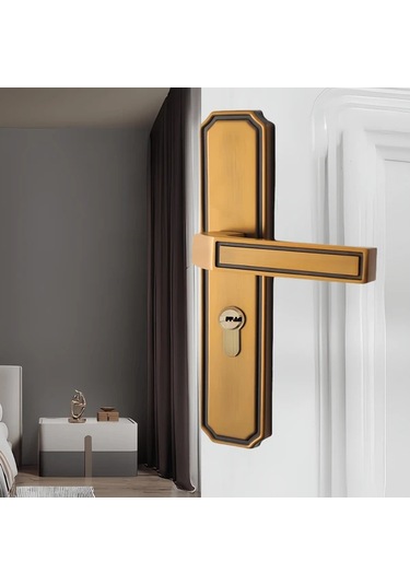 Willowhaven Sarı Bronz Avrupa Klasik Moda Yatak Odası Kapı Kolu Seti Sessiz Mekanik Kilit Dayanıklı.