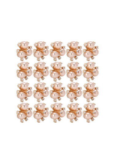 Lemestar Şampanya Rengi 3 İmitasyon İpek Çiçek, Cam Taşlı Broş, Gömlek Yaka/üst Dekorasyon, 20 Adet, Dikiş/çapaklı Kullanim, El Yapımı Aksesuar Malzemesi Çok Renkli