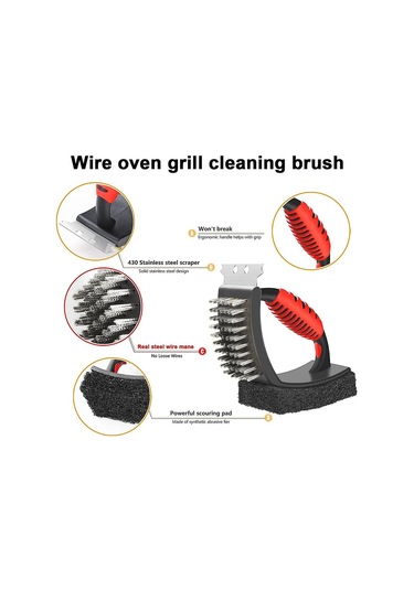 Izgara Fırçası Temizleme Fırçası Barbekü Temizleme Fırçası Açık Hava Izgarası İçin Çok Amaçlı Pirinç Kıllı Ovma Pedi Ve Kazıyıcı İle-1