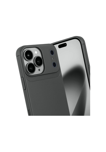 İphone Uyumlu 17 Pro Max Kılıf Focus Carbon Silikon Kapak Gri