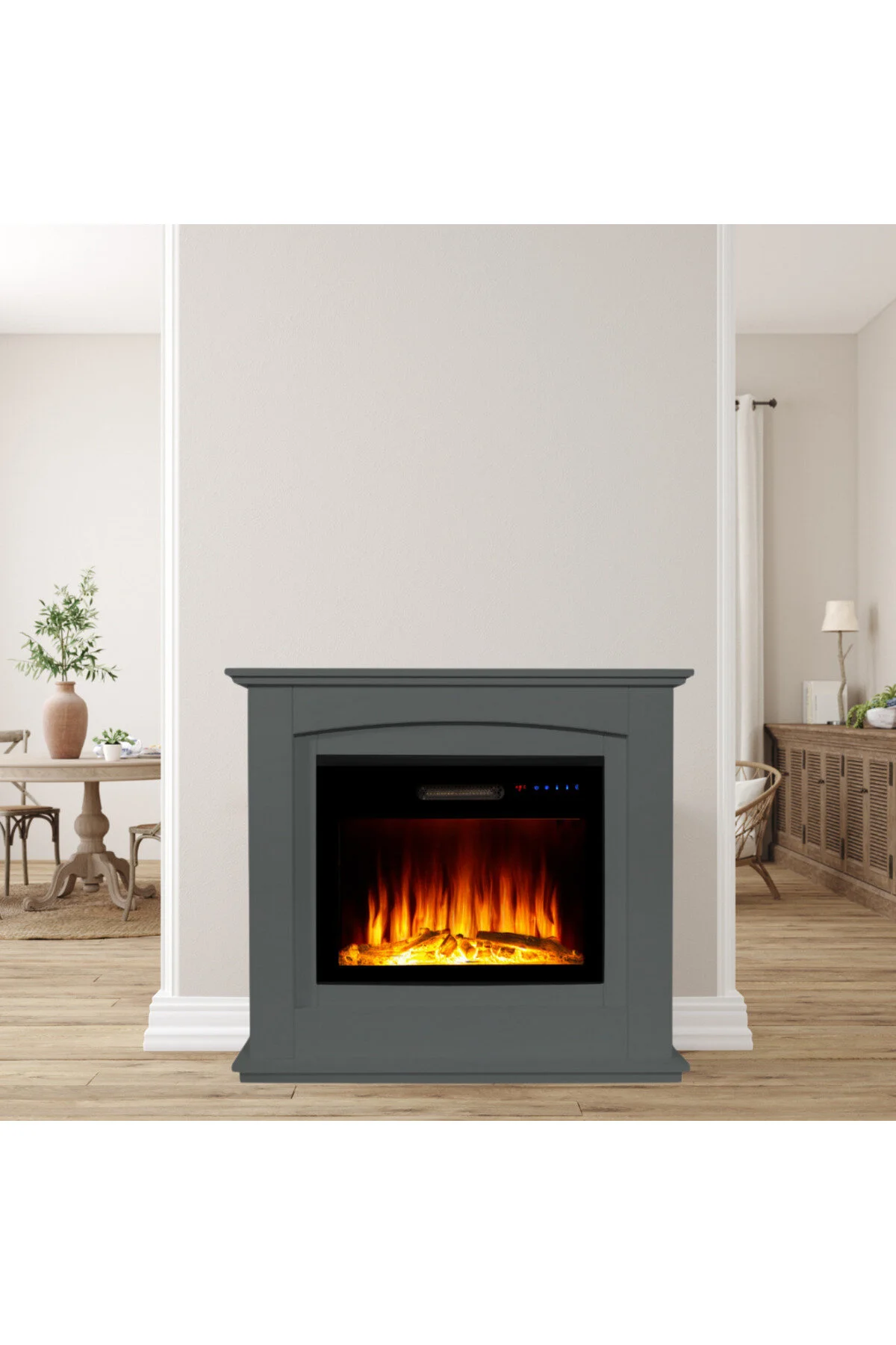 Tektes 125 CM Antrasit Kasalı 8 Renkli Alev Sesli Bluetoothlu Wifi Uygulamalı Elektrikli Şömine