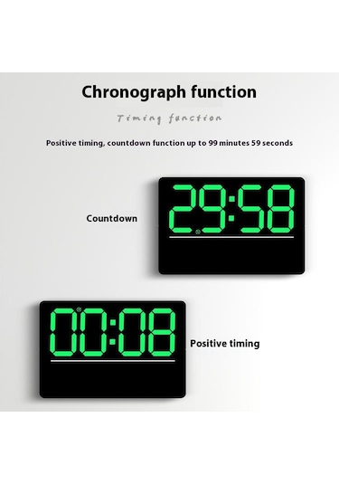 6667 Led Dijital Duvar Saati Oturma Odası Modern Minimalist Elektronik Saat Sıcaklık/nem Göstergeli - Mavi Mavi