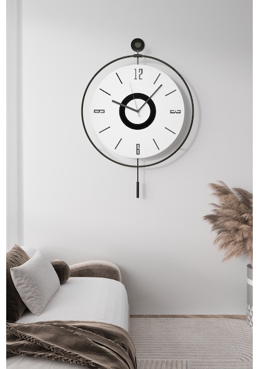 MetaQuartz Aksesuar Orta Boy 38 x 58 CM Black Fred Kristal Led Modern Dekoratif Duvar Saati Siyah