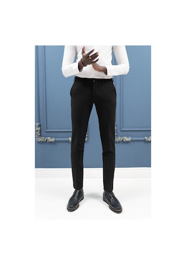 Ecer Regular Fit Yan Cepli Kışlık Gofre Kumaş Pantolon Siyah