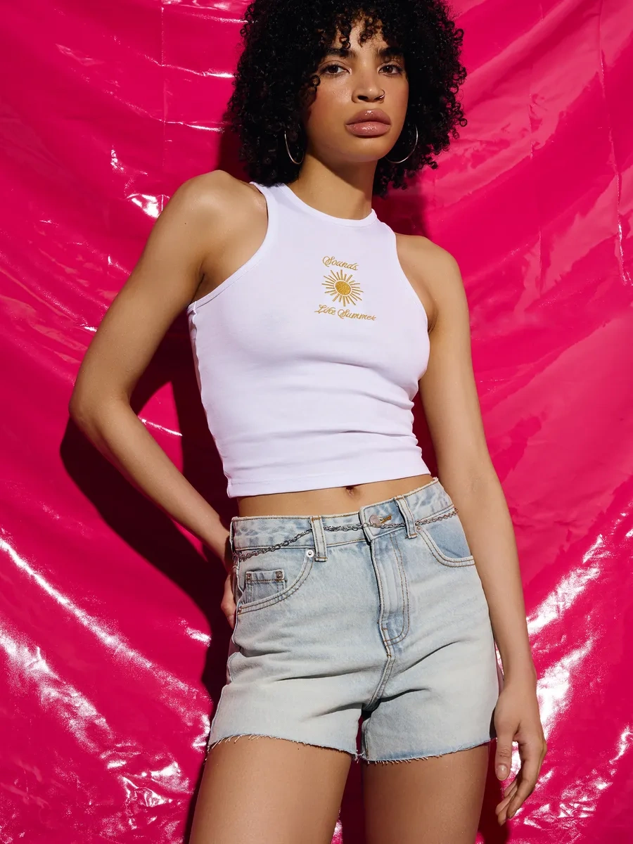 Tvoe Nakışlı Yazlık Atlet 432473419 Beyaz