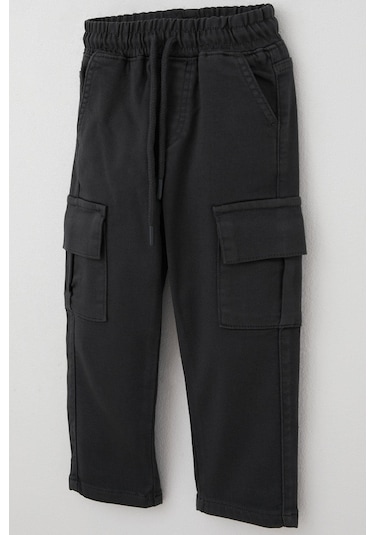 Breeze Erkek Çocuk Pantolon Kargo Cepli Beli Lastikli 1.5-5 Yaş, Füme Füme