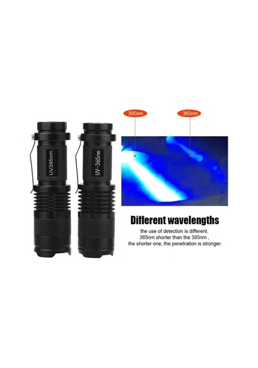 Uv Ultra Led El Feneri Siyah Işık Muayene Lambası Meşalesi 395/365 Nm Siyah