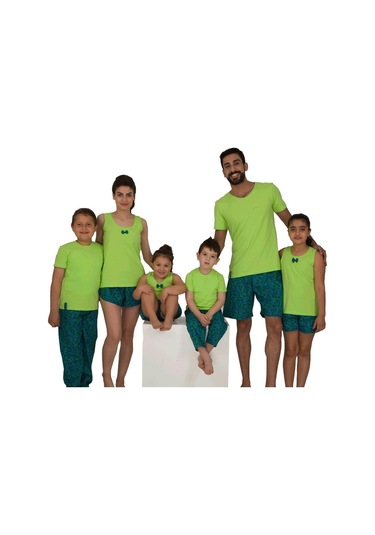 The Don Aile Yeşil-Lacivert Desenli Erkek Çocuk Pijama Takımı (2-