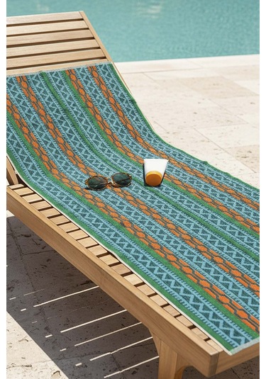 Turkuaz Sahara %100 Pamuklu Plaj Havlusu 70x140 Cm Çok Renkli