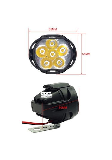 2 Adet Motosiklet Scooter Led Sis Farı Çakar Ve Sabit Mod 6 Ledli Beyaaz