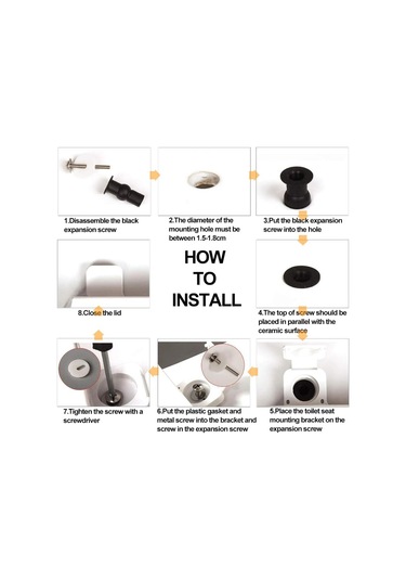 Sabitleme Elemanları Genişletilebilir Kauçuk Vida Tüm Tuvaletlere Uyar - Siyah - Diğer