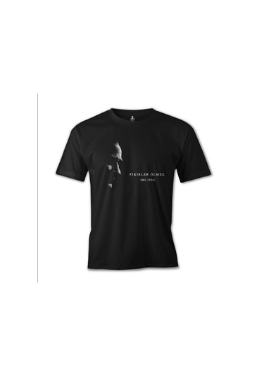 Atatürk - Fikirler Ölmez Siyah Erkek Tshirt