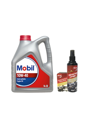 Mobil 10W-40 Motor Yağı 4 L + Gojo Torpido Sütü + Torpido Süngeri