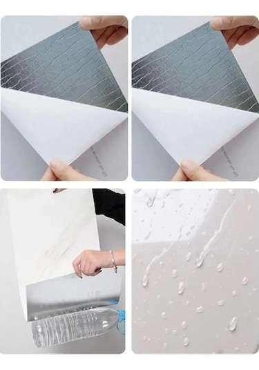 6 Adet Kendinden Yapışkanlı Dekoratif Esnek Köpük Beyaz Pvc Mermer Panel 60x30 0,18 Mkr Cm Mutfak Banyo Wc Gri