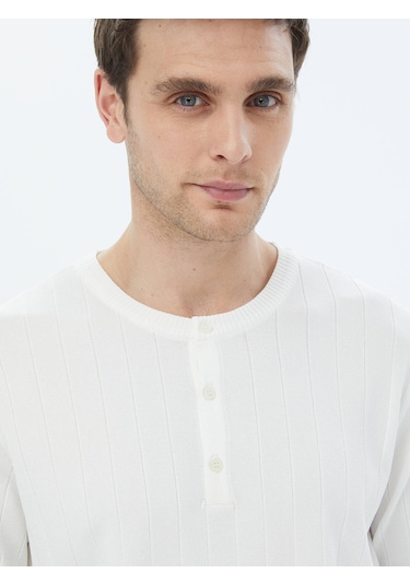 Kip Ekru Hakim Yaka Jakarlı Triko Çok Renkli