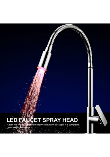 Led Musluk Havalandırıcı 3 Renkli Işık Değişimi Musluk Sprey Başlığı Mutfak Musluğu Su Tasarrufu Nozulu Sprey Banyo Havzası Uzatma Uzatma Çok Renkli