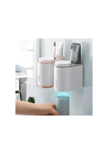 Suntek Magideal Ev Apartman Çifti Için 2 Manyetik Bardaklı Duvar Gri