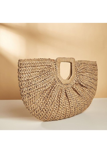 Yeşil Yogodlns Yaz Dokuma Saman Yarım Ay Büyük Kapasiteli Çanta Kadın Plaj Sepeti Moda Seyahat Alışveriş Tote Yeşil