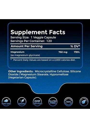 Wellnees Labsrx Magnesium Glycinate 750 Mg 120 Veggie Kapsül