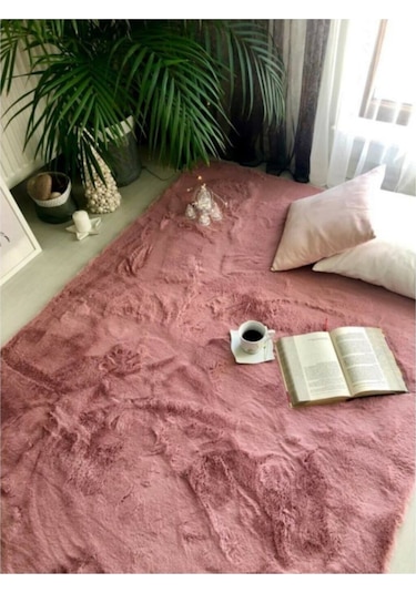 Saraz Halı Peluş Halı Soft Gül Kurusu