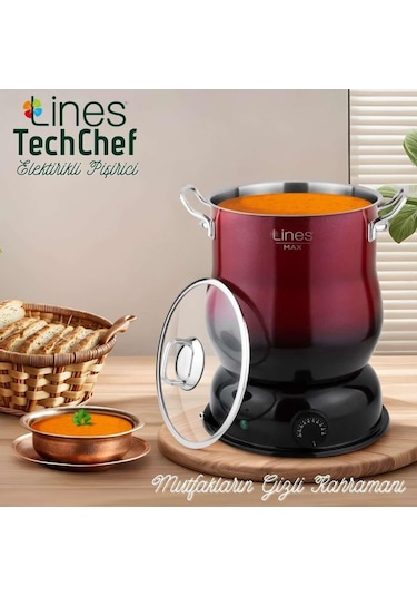 Lınes 6 Lt Elektrıklı Corba Pısırıcı Techcehef Bordo