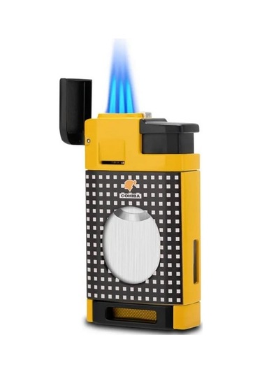Cohiba Ccm0650 3 Jet Torch Kesicili Puro Çakmağı Sarı