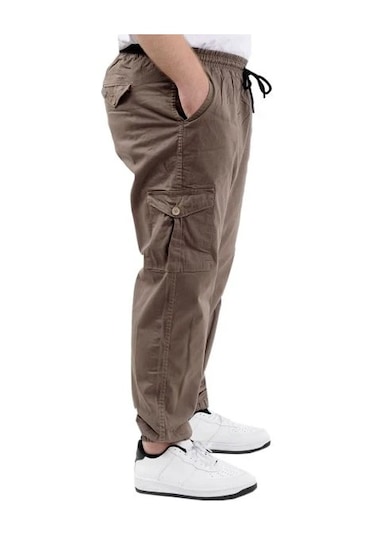 Büyük Beden Keten Kargo Jogger Valencia 21911 Toprak Toprak