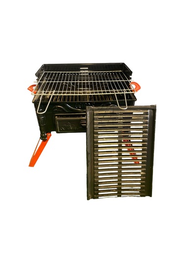 Pervazlı Emaye Boyalı Yüksek Ayaklı Mangal Kırmızı - Sarı