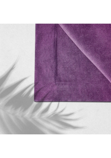 Kadife Dokulu Masa Örtüsü Mor Rengi