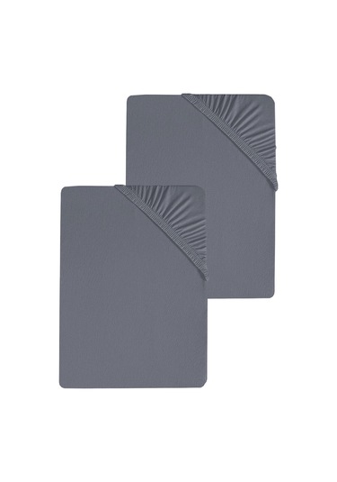 2 Adet Düz Pamuklu Tek Kişilik 80 X 200 X 30 Cm Lastikli Penye Çarşaf Antrasit