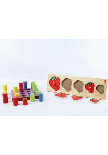 Ahşap Büyükten Küçüğe Sıralama Daktilo-Çilekli Puzzle