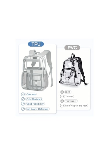 Honeybeeshop Mor Cuangel Sağlam Şeffaf Sırt Çantası Büyük Kapasite Okul Spor Seyahat Çantası Mor