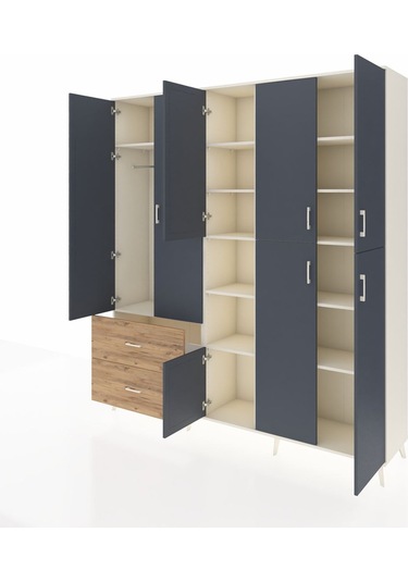 Hyperion Dolap 12 Raflı 2 Çekmeceli Tek Askılı 220x44x243 Aytaşı-antrasit/çam Antrasıt/atlas Çam Hyperion Dolap 12 Raflı 2 Çekmeceli Tek Askılı 220x44x243 Aytaşı-antrasit/çam Antrasıt/atlas Çam