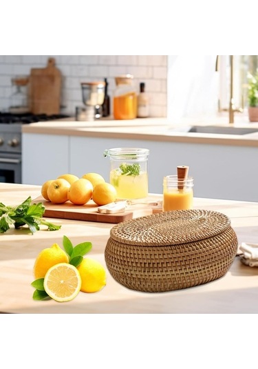 Tongxida Kapaklı Rattan Saklama Sepetleri, Renkli Rattan Sepet, Kullanışlı Depolama Çözümü Diğer