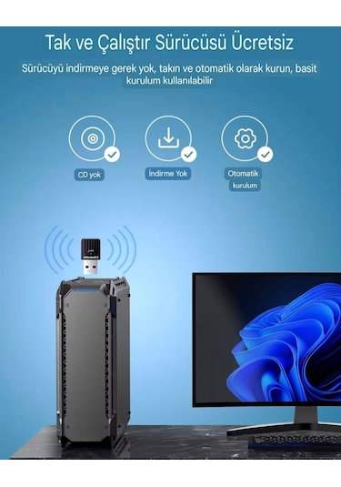 941ax Wifi-6 Mini Wifi Adaptörü Ce Sertifikalı Süper Hızlı 600mbp