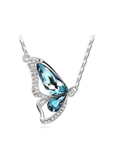 Kadın Moda Rhinestone Kelebek Takı Seti Kolye + Küpe + Bilezik Çok Renkli