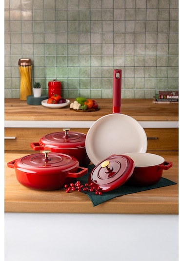 Emsan Red Royal 7 Parça Tencere Seti Kırmızı