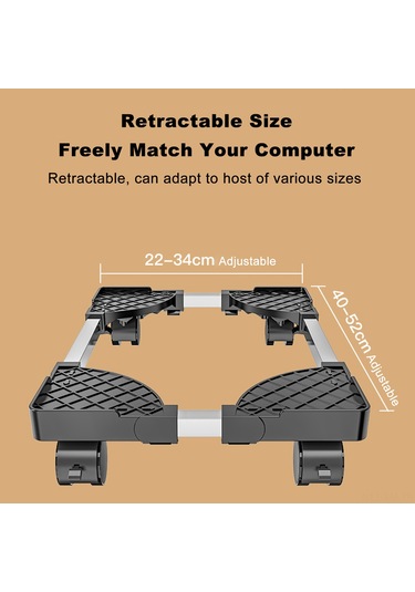 Ximistore9 Ayarlanabilir Bilgisayar Kulesi Standı - Hareketli Tekerlekli Taban İle Soğutma Ve Düzenli Çalışma Alanı