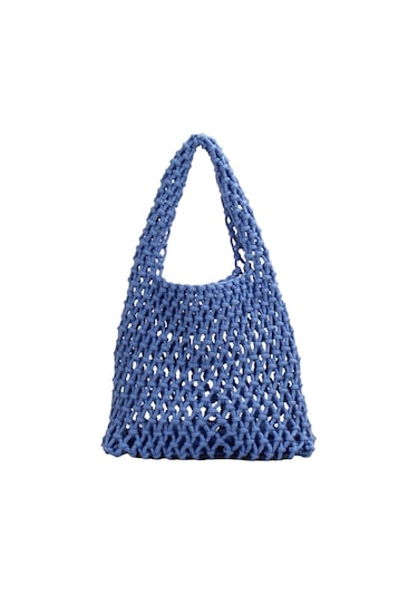 Suntek Omuz Çantası Saplı Çanta Plaj Tote Kadın Piknik Mavi Mavi