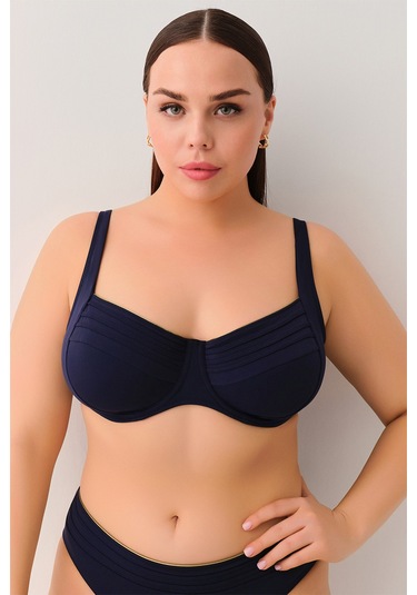 Suwen Pipe Balenli Toparlayıcı Aksesuarlı Bikini Üst Sbn25994c303 Lacivert