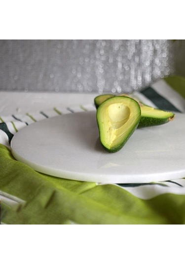 Akayev Mermer 30 Cm Beyaz Yuvarlak Sunum Tabağı Beyaz