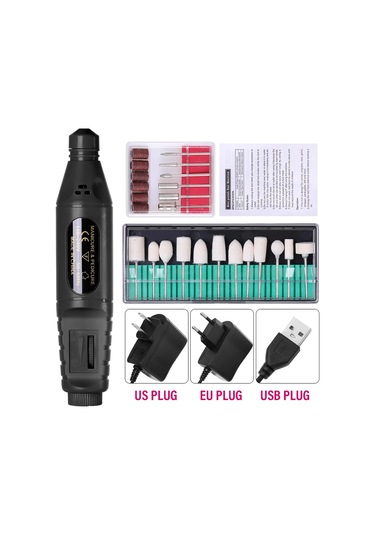 Lulaa Profesyonel Elektrikli Tırnak Matkap Makinesi Manikür Araçları Pedikür Black-set-b Us Plug