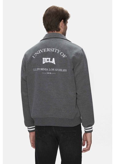 Keane Koyu Gri Kaşe Kolej Ceket Çıtçıtlı Standard Fit Erkek Ceket Koyu Gri