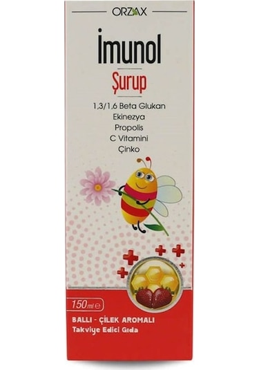 Orzax İmunol Ballı Çilekli Şurup 150 ML